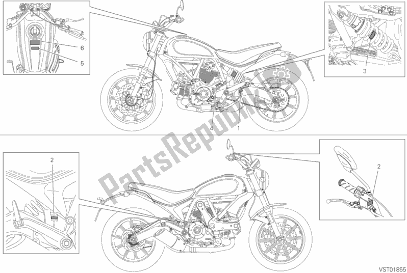 Tutte le parti per il Piastre Di Posizionamento del Ducati Scrambler Sixty2 Thailand 400 2019